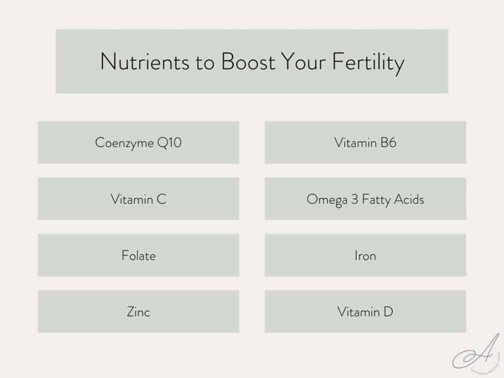 infographic on nutrients that can boost your fertility.