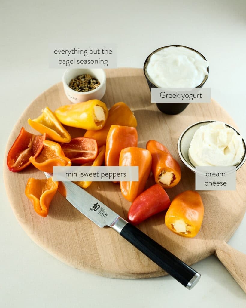 ingredients needed to make a healthy stuffed mini peppers recipe.