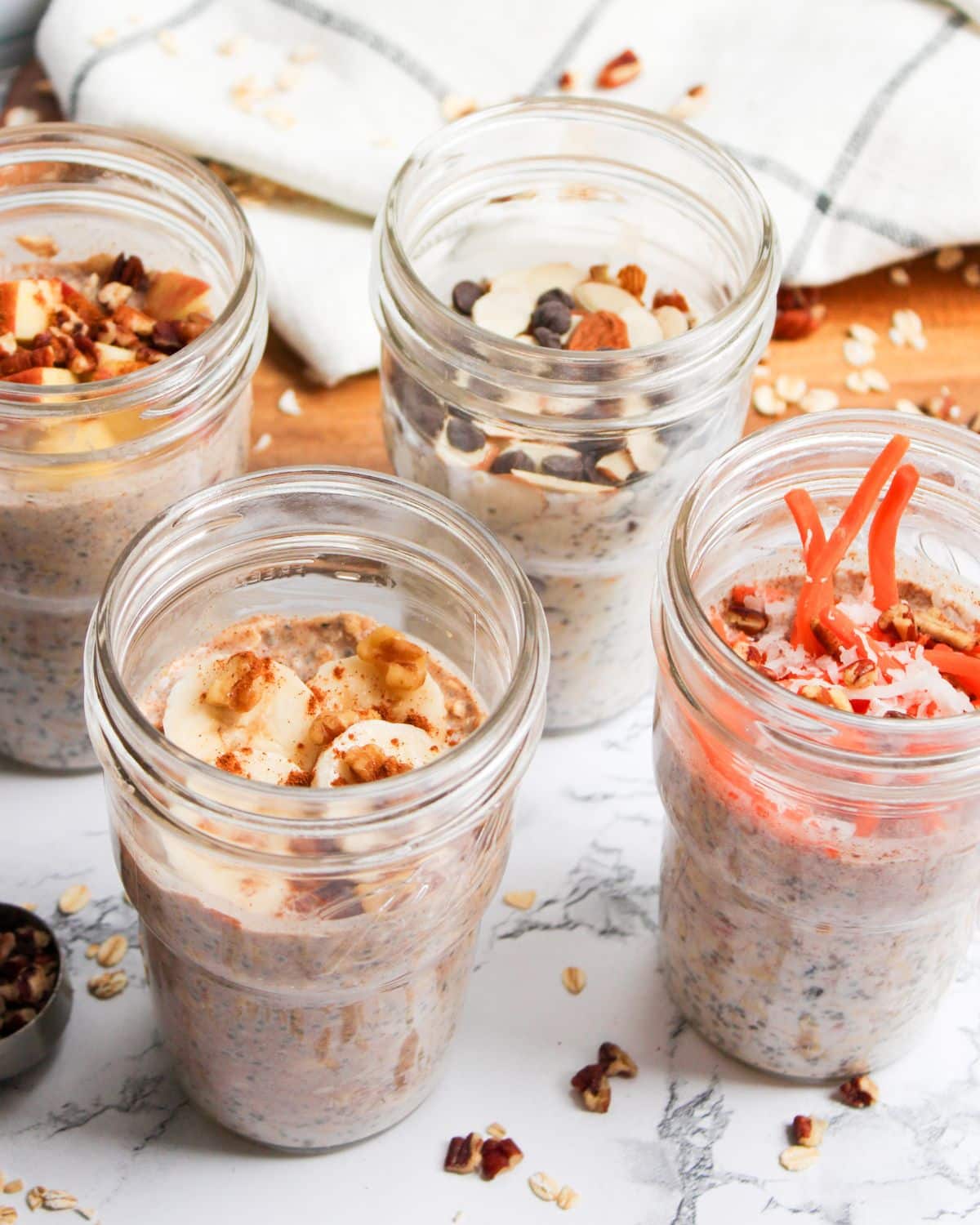pcos overnight oats 4 different ways.