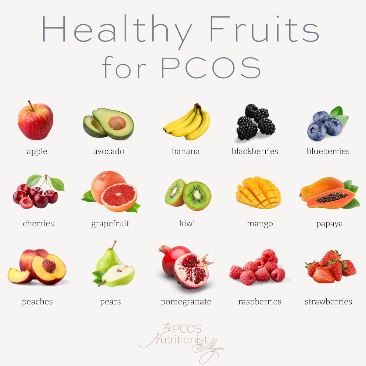 Infographic on best fruits for PCOS.