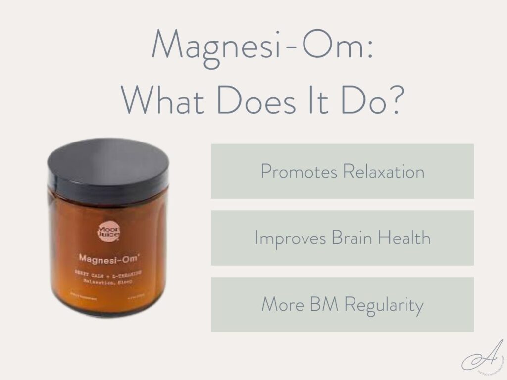 infographic explaining the benefits of magnesi-om powder.