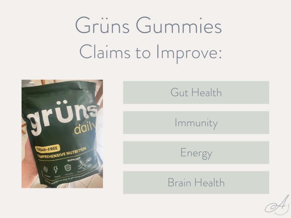 infographic on the health claims of gruns gummies.