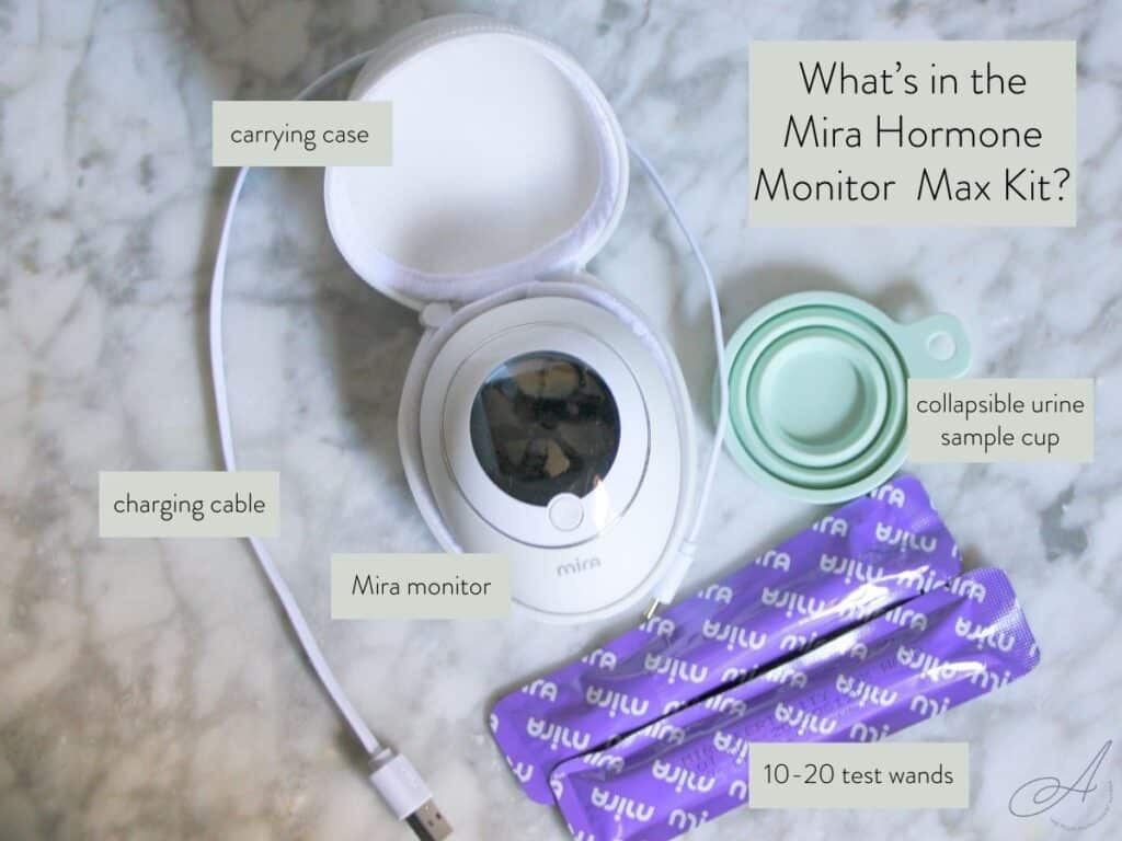 all products that come inside the Mira hormone monitor max kit.