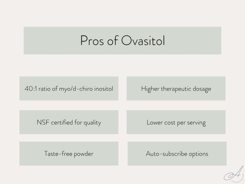 infographic on the pros of ovasitol supplement.