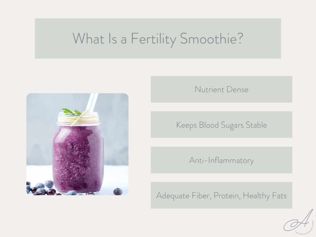 infographic showing what a fertility smoothie is.