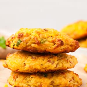 high protein biscuits stacked.