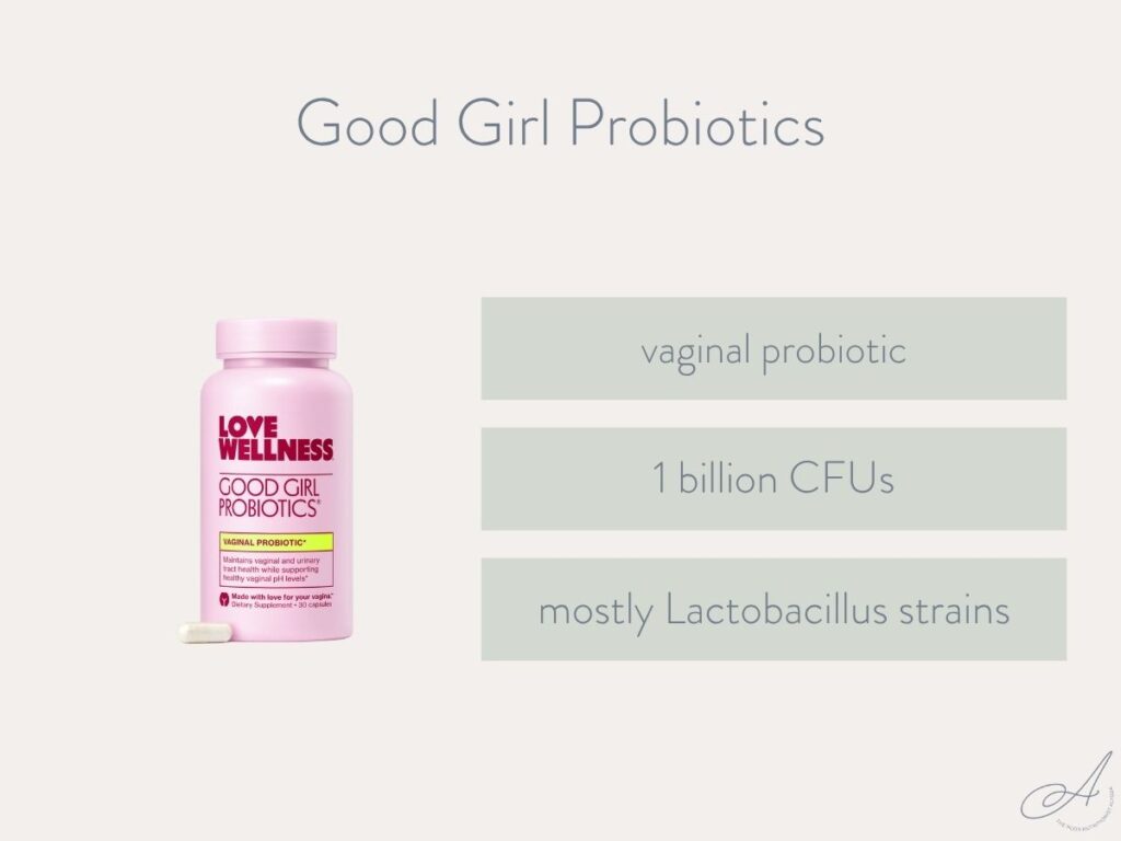 infographic showing brief overview of good girl probiotics.