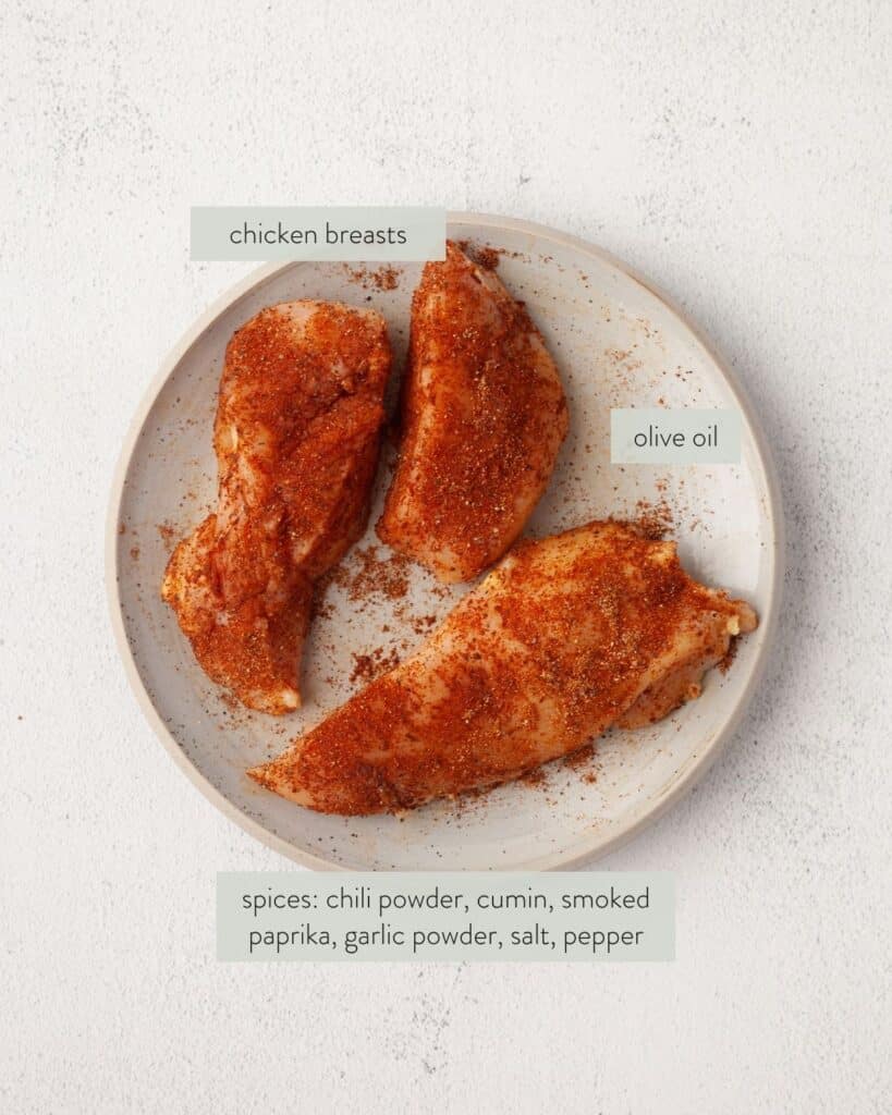 ingredients for seasoned southwest chicken.