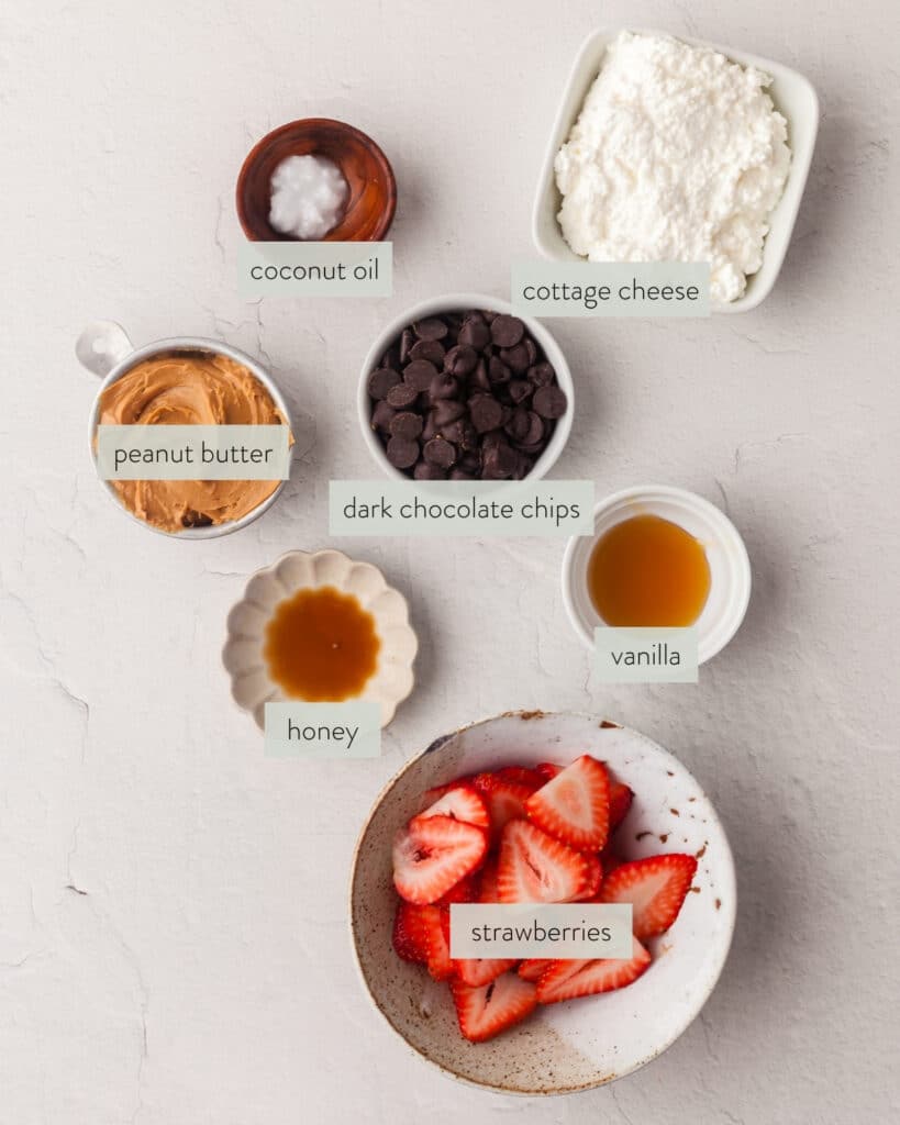 ingredients needed to make frozen cottage cheese bark.