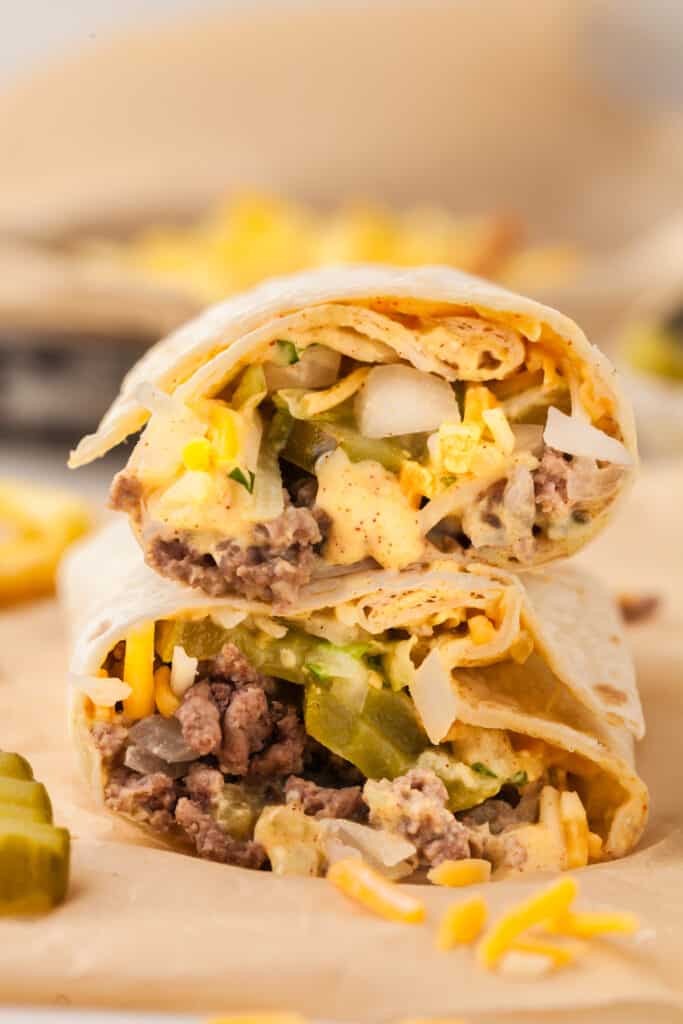 big mac wraps stacked on top of each other.