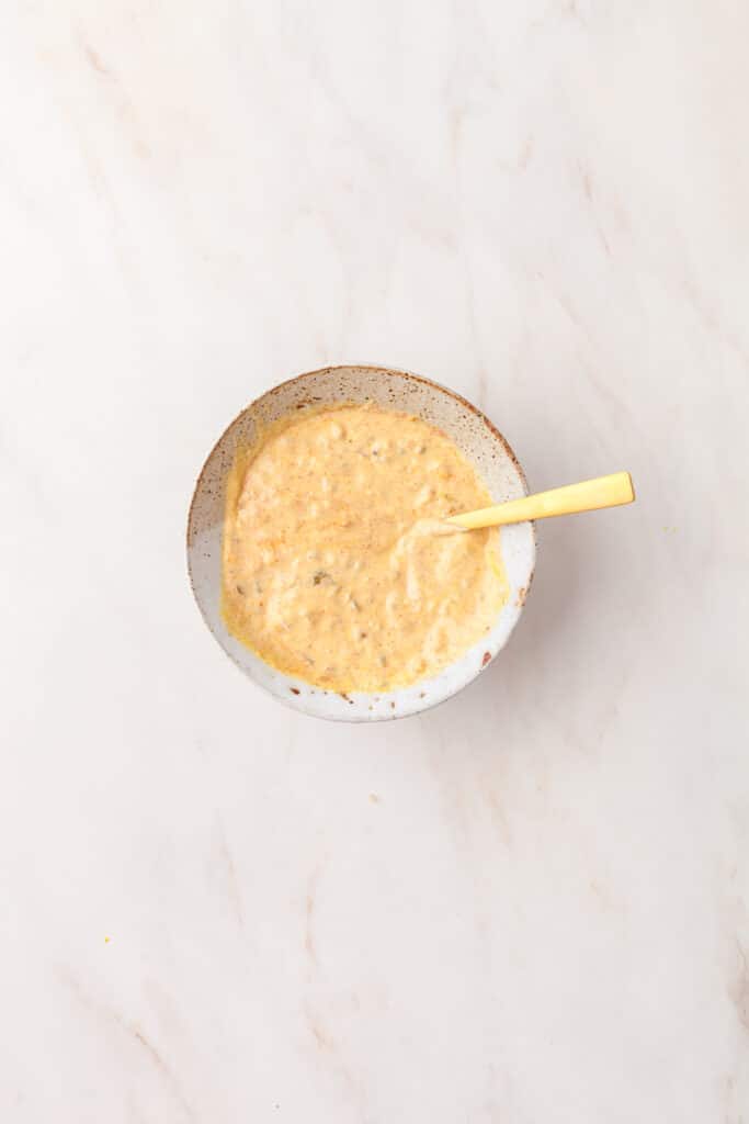 big mac sauce in small bowl with spoon.