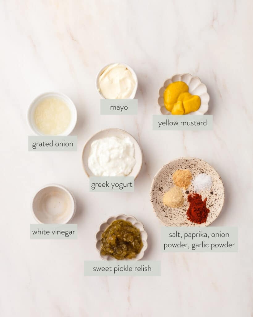 ingredients needed to make healthy big mac sauce.