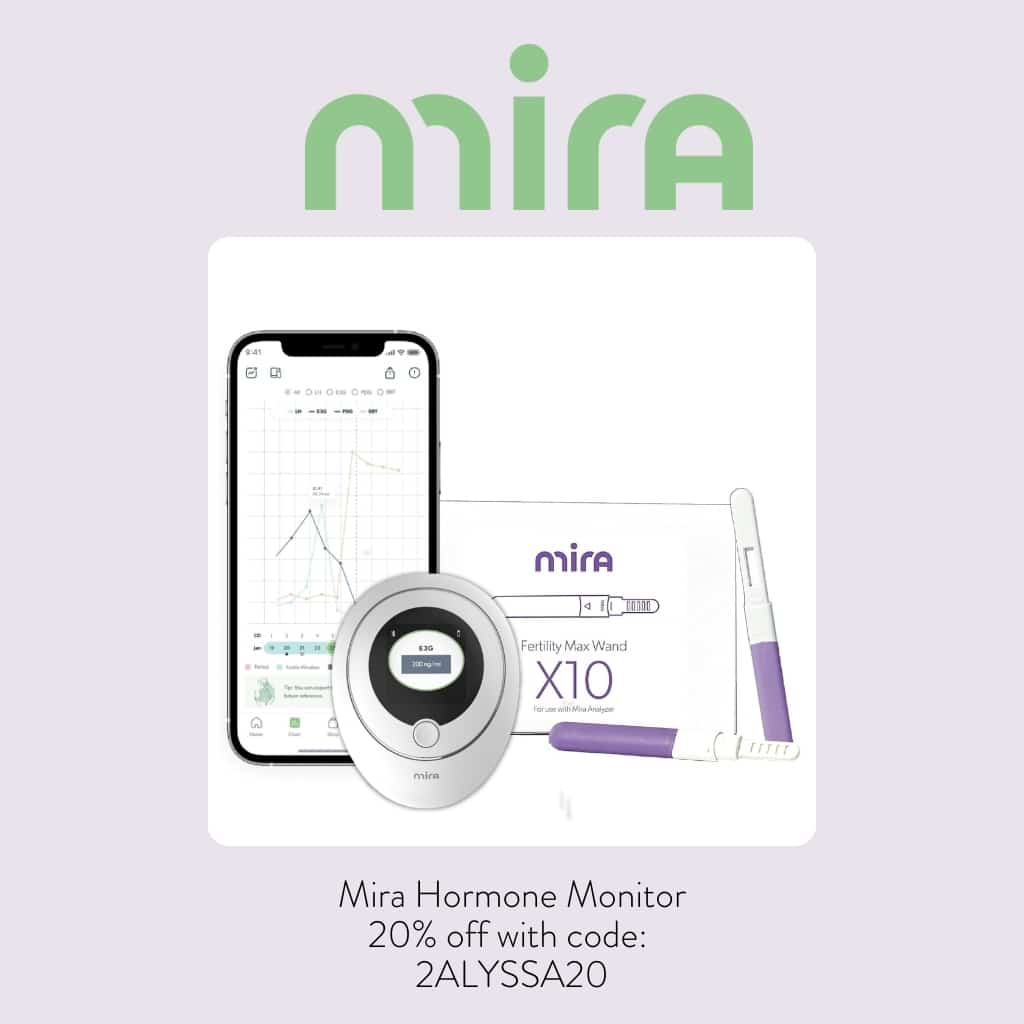 infographic with mira hormone monitor discount code info.