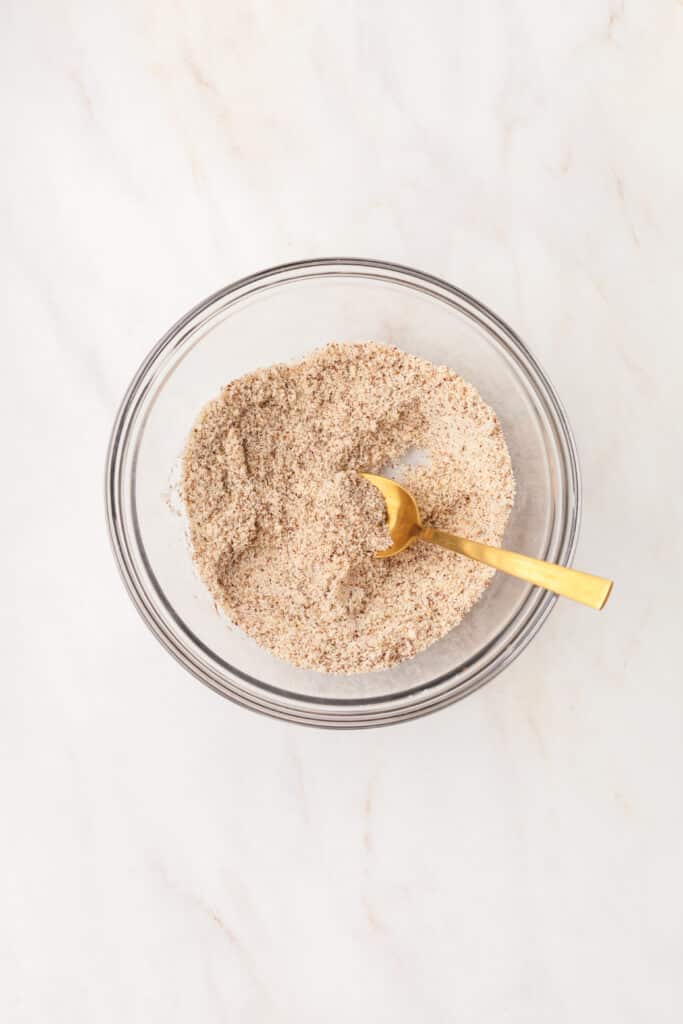 dry ingredients in a glass bowl.