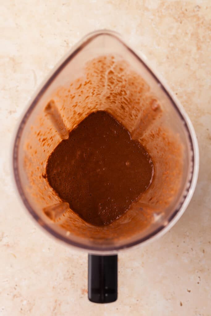 wet ingredients blended in a blender.