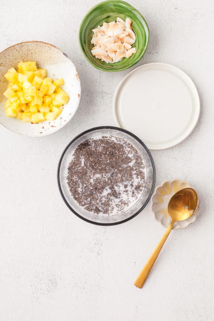 process shot making chia seed pudding.