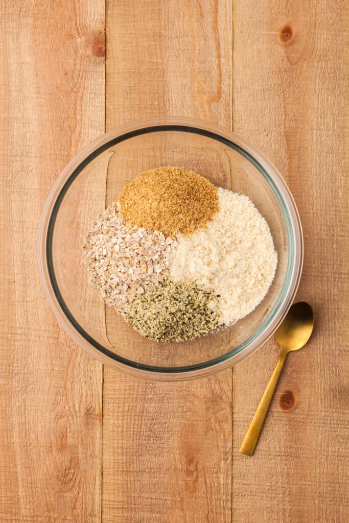 process shots of making homemade pcos granola bars.