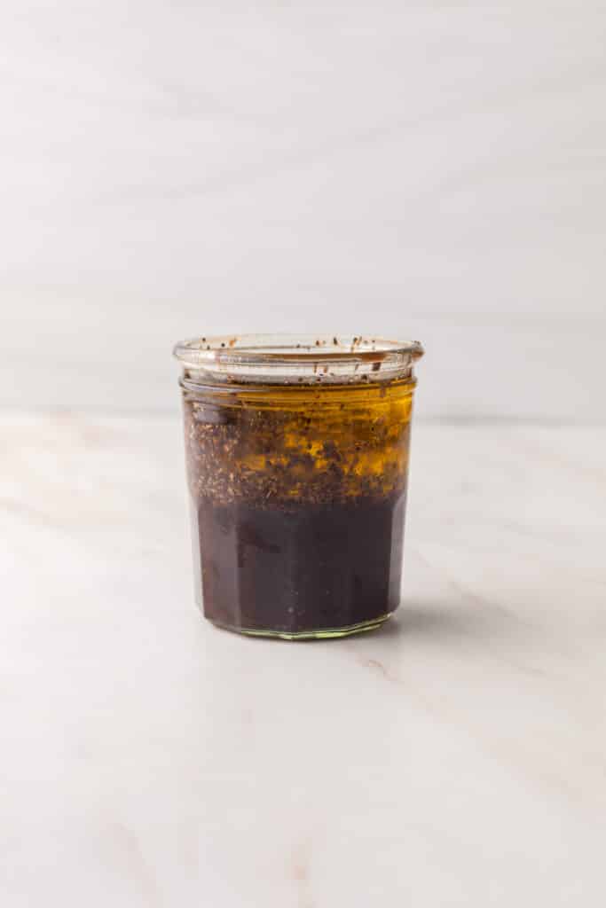 process shots of how to make a pcos friendly salad dressing.