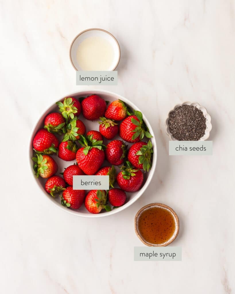 ingredients to make chia seed jam.