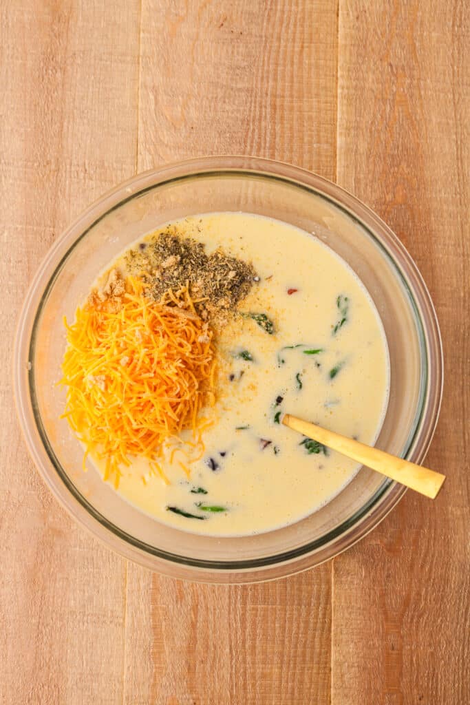 wet ingredients in a large glass bowl.
