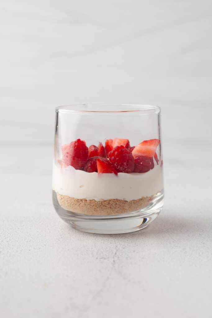 process shot of making protein cheesecake cups.