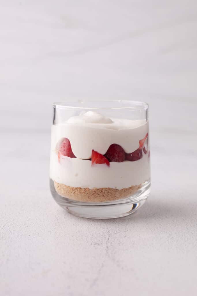 process shot of making protein cheesecake cups.