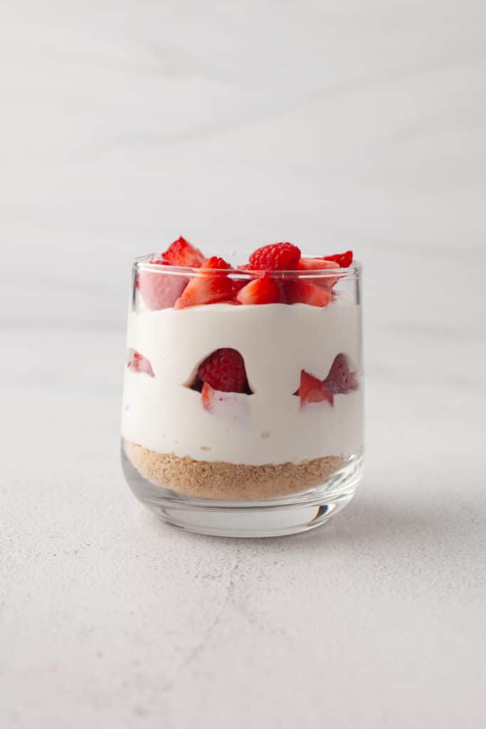 process shot of making protein cheesecake cups.