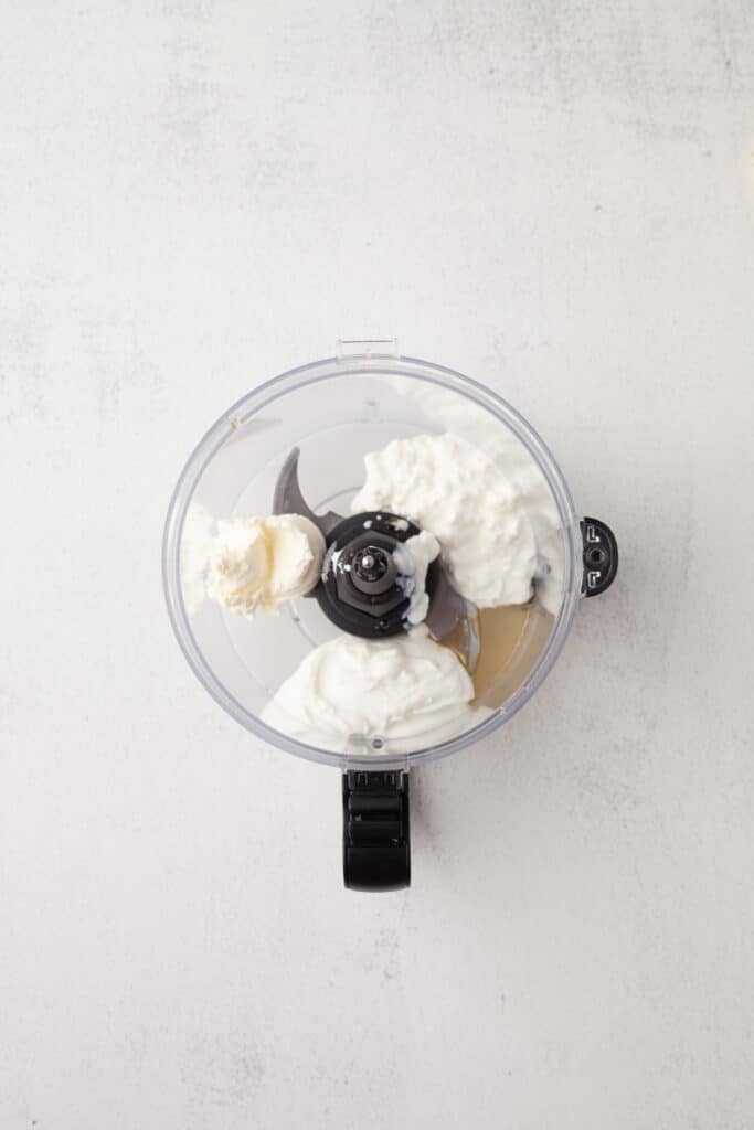 process shot of making protein cheesecake cups.