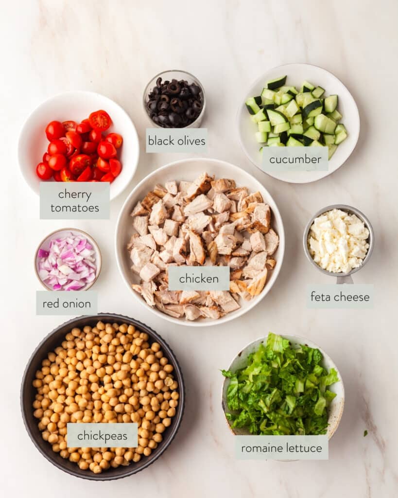 ingredients for a pcos friendly mason jar salad recipe.