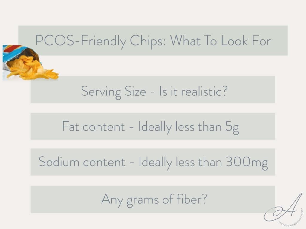infographic on what to look for in pcos-friendly chips.